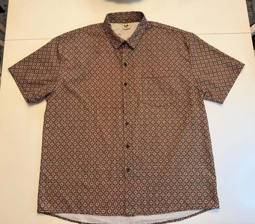 Hardaddy Men's Geometric Pattern Short Sleeve Button Up Shirt